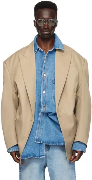 Бежевый пиджак с остроконечными лацканами Hed Mayner, цвет Medium beige