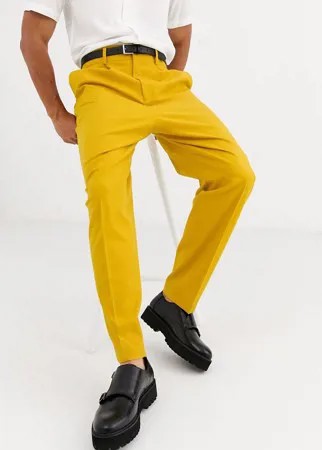 Медово-желтые объемные строгие брюки ASOS DESIGN-Желтый
