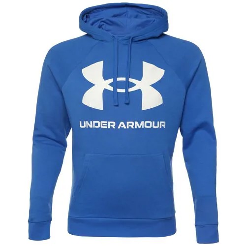 Худи Under Armour Rival Fleece Big Logo, размер LG, белый, синий