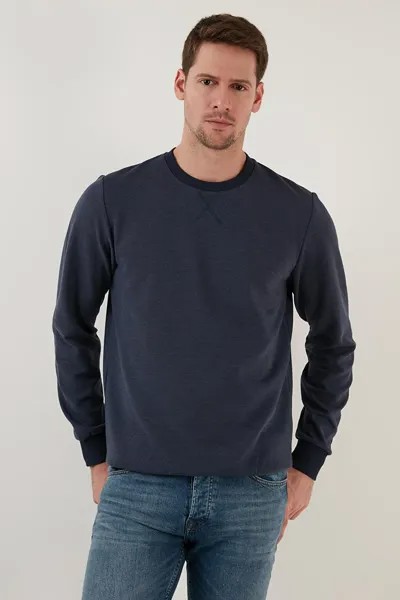 Полосатый хлопковый свитер с круглым вырезом 5905241 Buratti, индиго