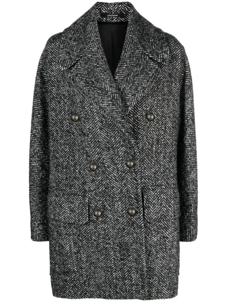 Tagliatore herringbone-pattern double-breasted coat, черный