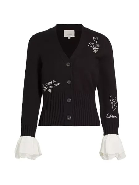 Кардиган с вышивкой Emilee Cinq À Sept, цвет black ivory