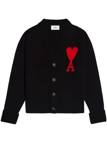 Кардиган с монограммой Ami de Coeur AMI Paris, черный