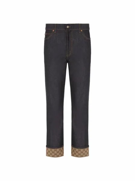 Широкие джинсы с монограммой Gucci