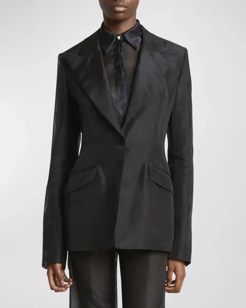 Однобортный шелковый пиджак Leiva Slim Gabriela Hearst, цвет Black