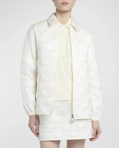 Стеганая куртка-рубашка в клетку Moncler, цвет Natural