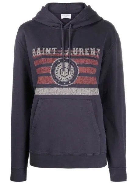 Худи с логотипом Saint Laurent, синий