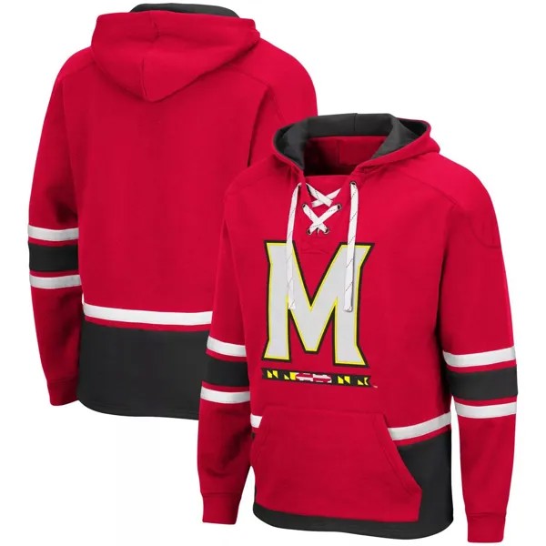 Мужской красный пуловер с капюшоном Maryland Terrapins на шнуровке 3.0 Colosseum