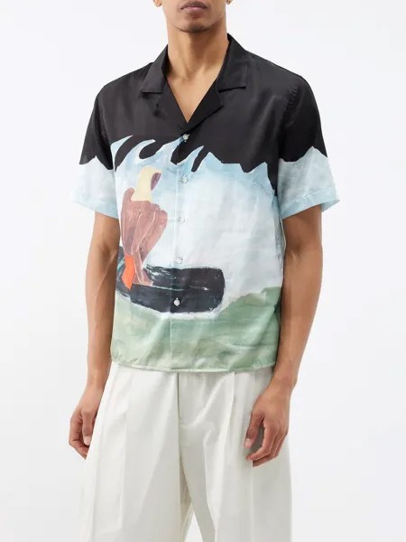Шелковая рубашка с мотивом surfer Commas, черный