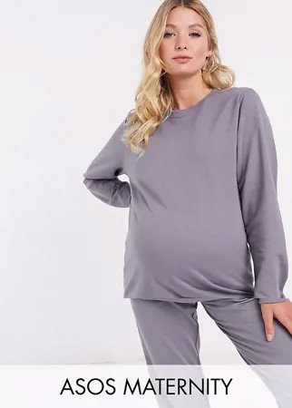 Свитшот и джоггеры с завязкой из органического хлопка ASOS DESIGN Maternity-Голубой