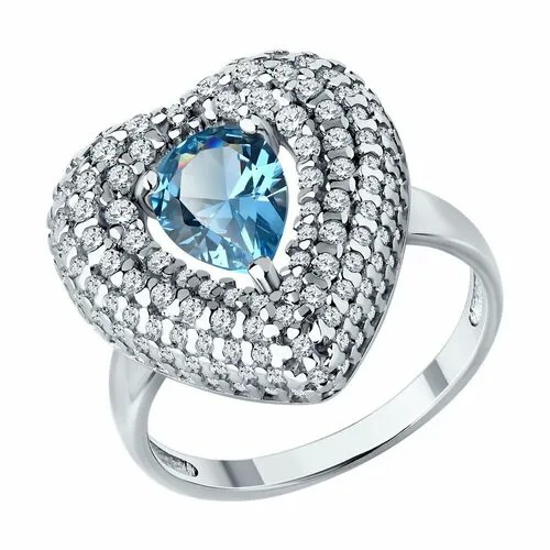 Кольцо Яхонт, серебро, 925 проба, фианит, размер 18.5, бесцветный, синий