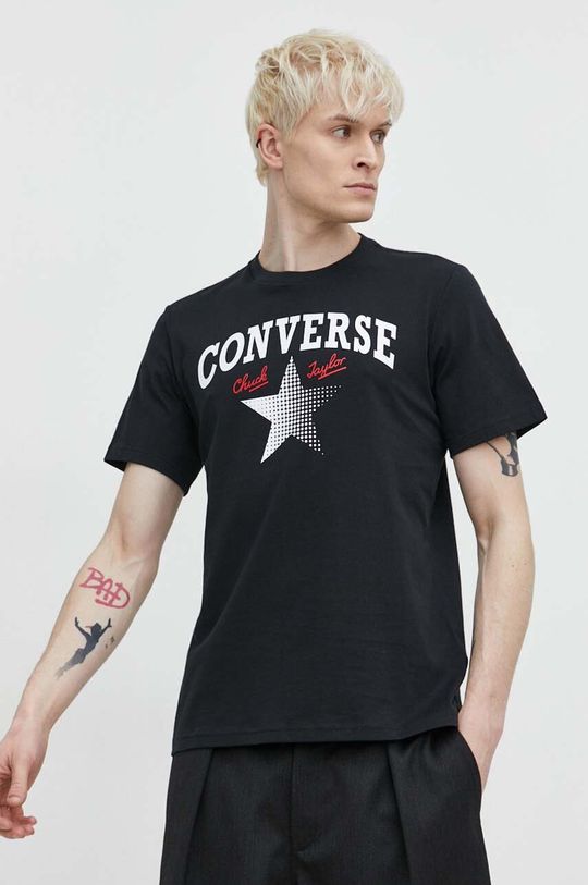 Хлопковая футболка Converse, черный