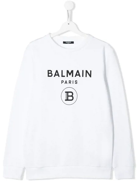 Balmain Kids толстовка с круглым вырезом и логотипом