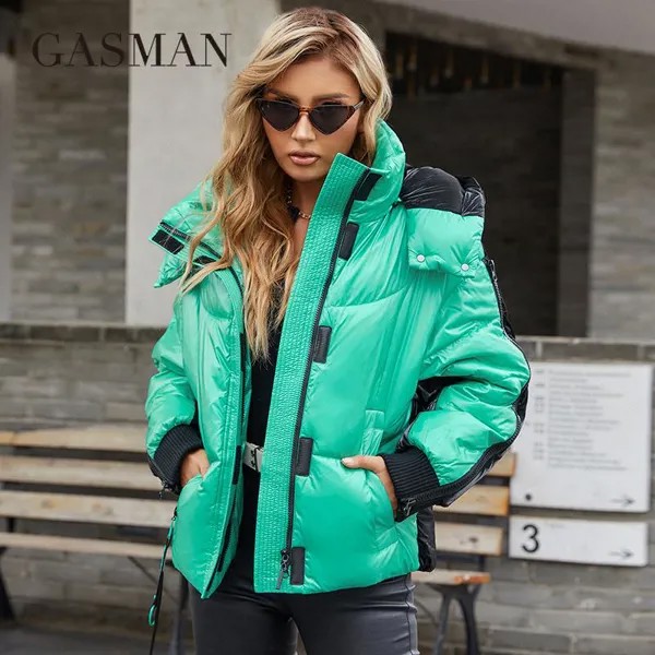 GASMAN 2022 Новый бренд теплая качественная зимняя куртка женщины Короткое сращивание цвет parkas Высокий воротник С капюшоном Женские куртки 81727