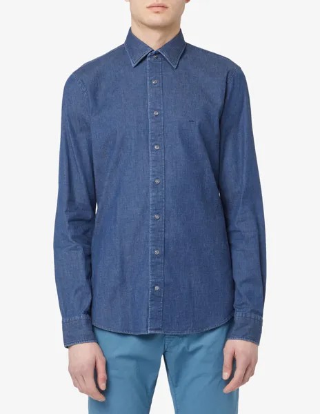 Узкая рубашка цвета настоящего цвета индиго Michael Kors, синий