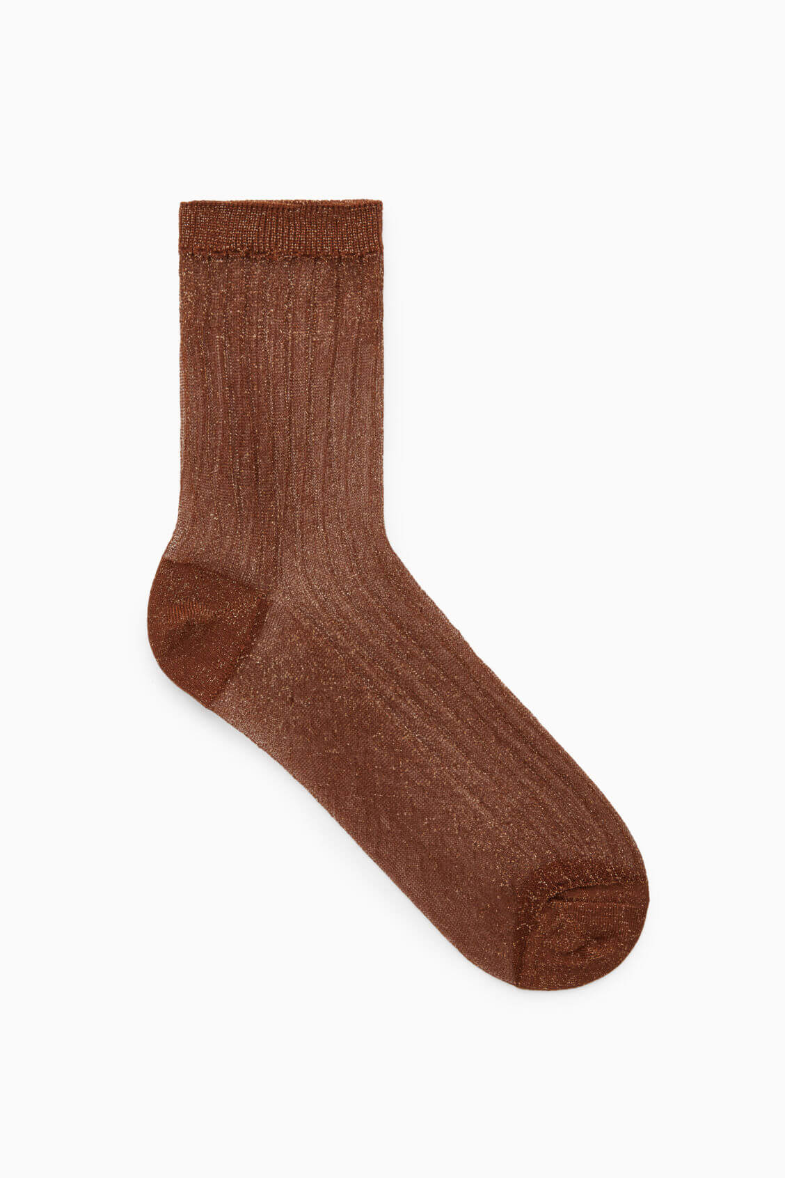 Носки COS Ribbed Lurex Socks, коричневый