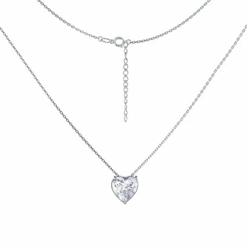 Колье Яхонт, серебро, 925 проба, фианит, длина 40 см., бесцветный
