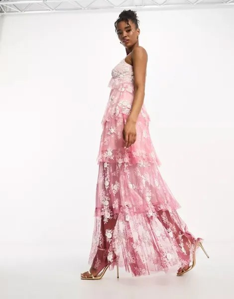 Платье-комбинация миди из премиального кружева с цветочным узором Miss Selfridge