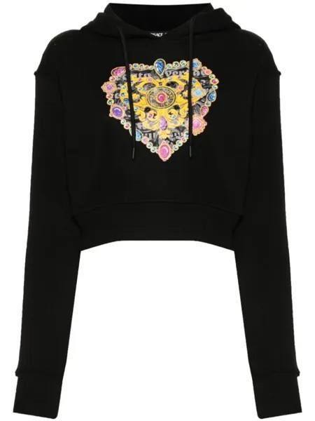 Versace Jeans Couture укороченное худи с логотипом, черный
