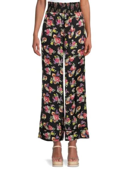 Пижамные брюки Willis с цветочным принтом Alice + Olivia, цвет Floral Black