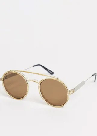 Круглые солнцезащитные очки в стиле унисекс с коричневыми стеклами в светло-коричневой оправе Spitfire Stay Rad-Коричневый цвет