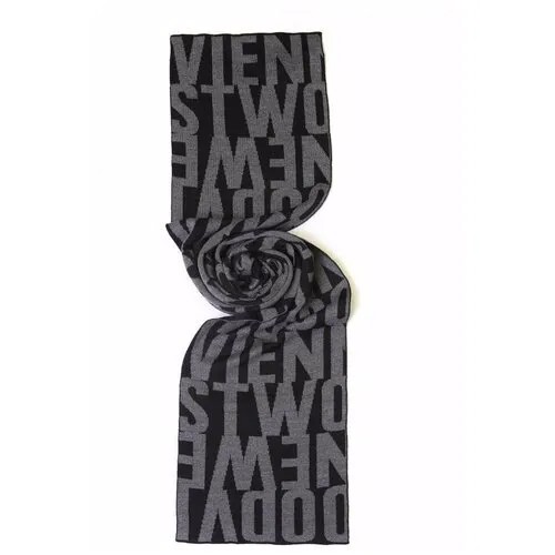 Черный шарф с серыми надписями Вивьен Вествуд 14248