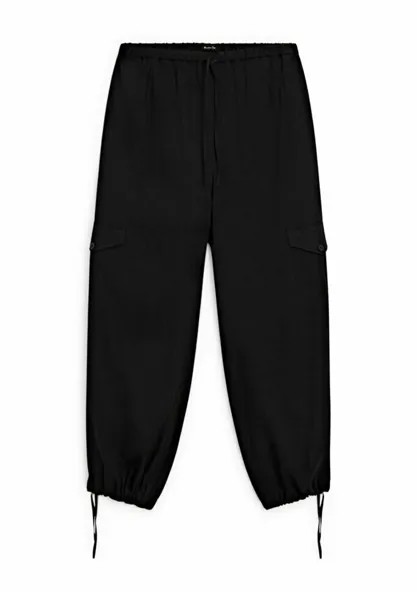 Брюки карго Fluid With Lace Up Detail Massimo Dutti, черные