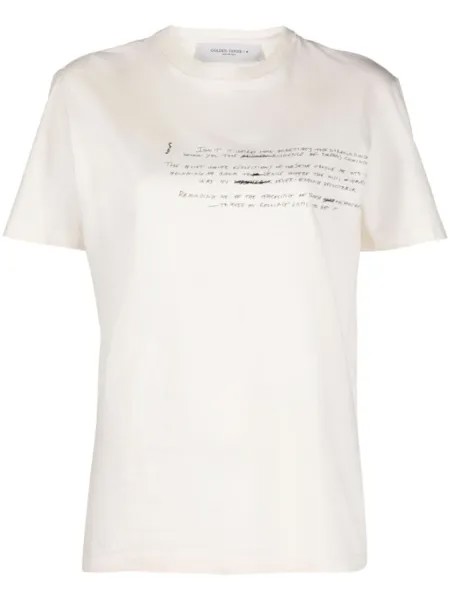 Golden Goose футболка с надписью, нейтральный цвет