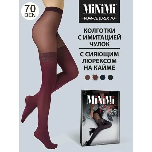 Колготки MiNiMi Nuance Lurex, 70 den, размер 2, бордовый, золотой