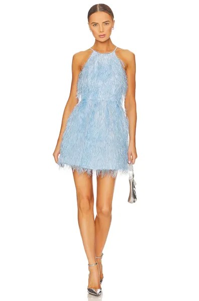 Платье BCBGMAXAZRIA Short Feathered Evening, цвет Ethereal Blue