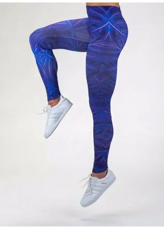 Леггинсы Mr. Gugu & Miss Go спортивные для фитнеса Темно-Синие Тропики, размер 44