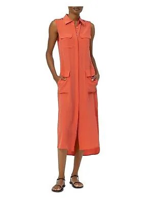 Женское платье-рубашка EQUIPMENT FEMME с оранжевыми плечами и эполетами, размер XS