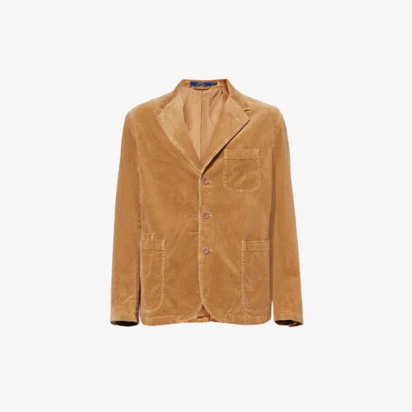 Вельветовый однобортный пиджак из эластичного хлопка Polo Ralph Lauren, цвет rustic tan