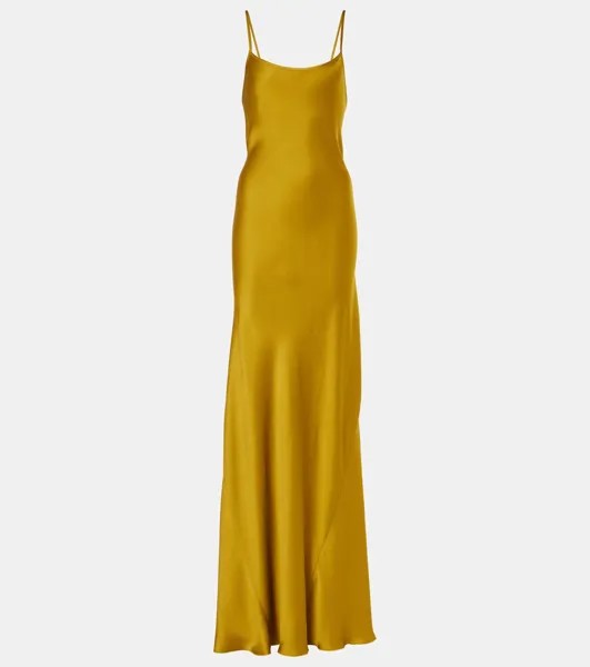 Платье-комбинация из атласа Victoria Beckham, цвет harvest gold