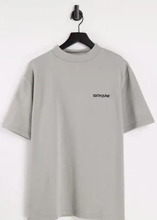 Светло-серая базовая футболка Sixth June-Серый