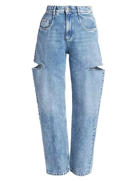 Широкие джинсы с разрезами и вырезами Maison Margiela, синий