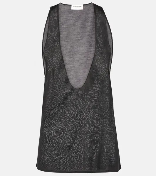 Шелковая майка Saint Laurent, черный