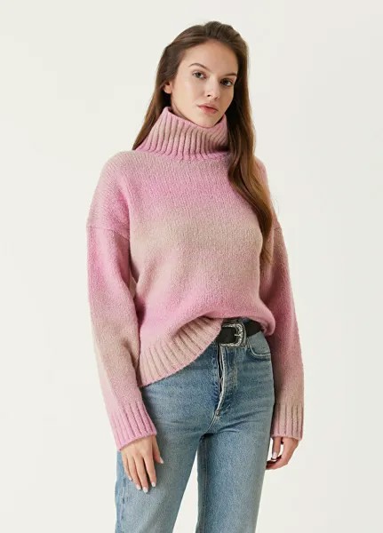 Розовый свитер с воротником стойкой с градиентом Maje