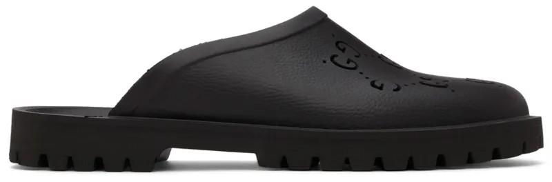 Черные резиновые лоферы без шнурков с узором GG Gucci