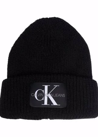 Calvin Klein шапка бини крупной вязки с логотипом