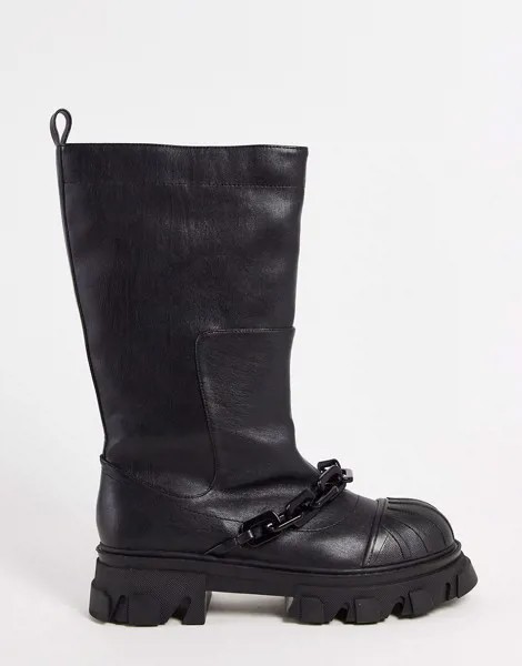 Черные влагозащитные ботинки с цепью Public Desire Man Lincoln-Черный