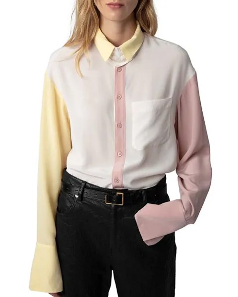 Шелковая рубашка Tyrone с цветными блоками Zadig & Voltaire, цвет Pink