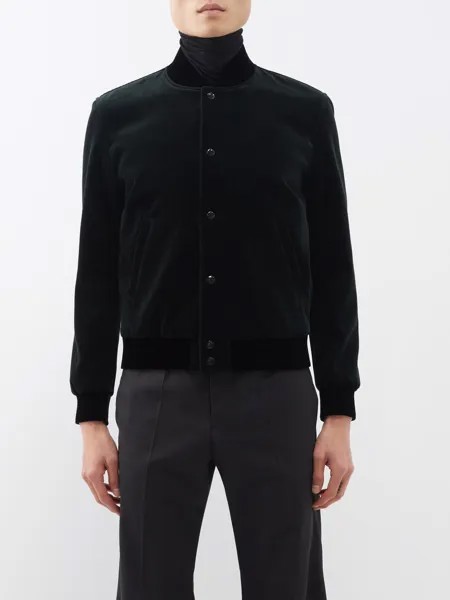 Бархатный бомбер teddy Saint Laurent, зеленый