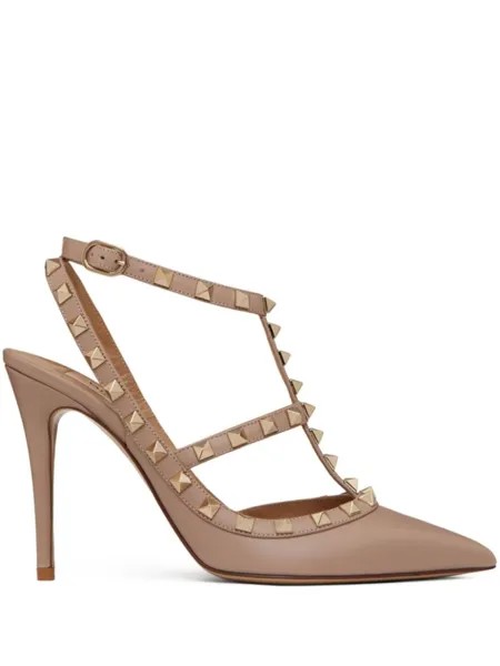 Valentino Garavani босоножки Rockstud 100, нейтральный цвет