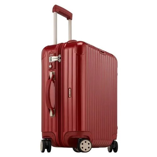 Чемодан RIMOWA, поликарбонат, водонепроницаемый, жесткое дно, рифленая поверхность, усиленные углы, размер S, красный, коричневый