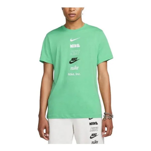 Футболка Nike Multi Logo T-Shirt 'Green', зеленый