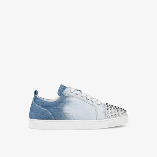 Низкие кроссовки Louis Junior из денима с шипами Christian Louboutin, синий