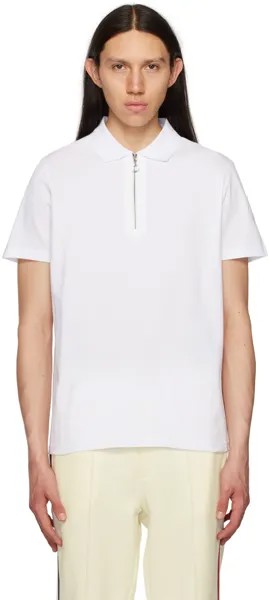 Moncler Белая рубашка-поло с молнией до половины