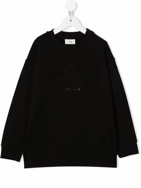 Fendi Kids толстовка с тисненым логотипом