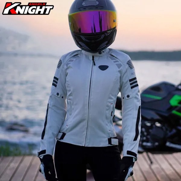 Женская мотоциклетная куртка, Всесезонная Защитная куртка для мотогонок с сертификатом CE, одежда для езды на мотоцикле со съемной подкладкой